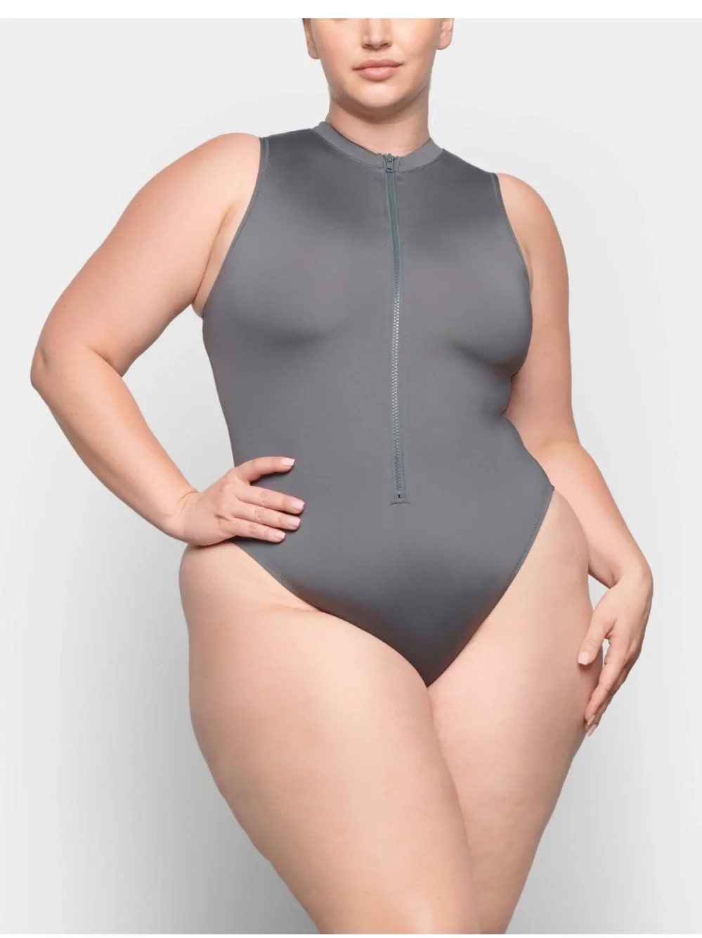 NWT SKIMS Signature Swim Zip Front One Piece